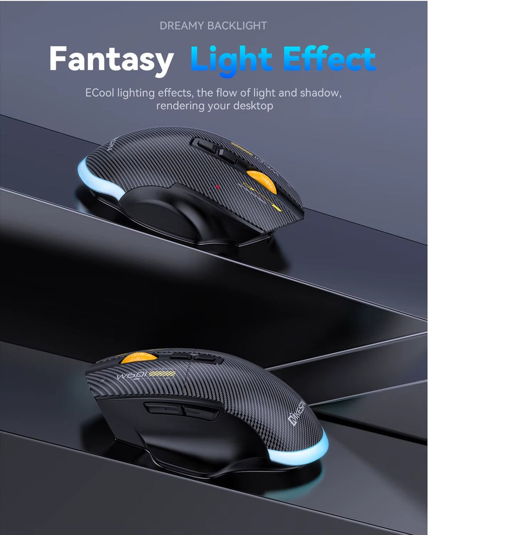 W601 Ergonomische 2,4G Tri-Mode Wireless BT wiederaufladbare Silent Mouse 12800 DPI 7-Tasten-Programmier-Gaming-Maus für PC/Desktop