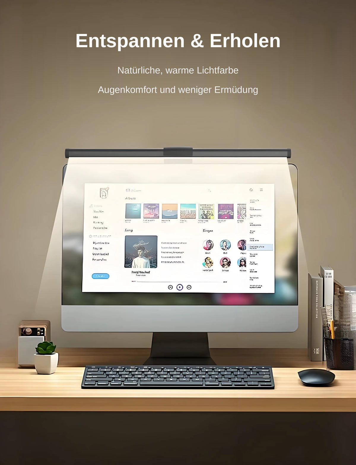 nextronix Monitor-Lampe C105 – Bildschirmleuchte mit Touch-Steuerung, dimmbar & Anti-Blaulicht (2700–6500 K, USB)