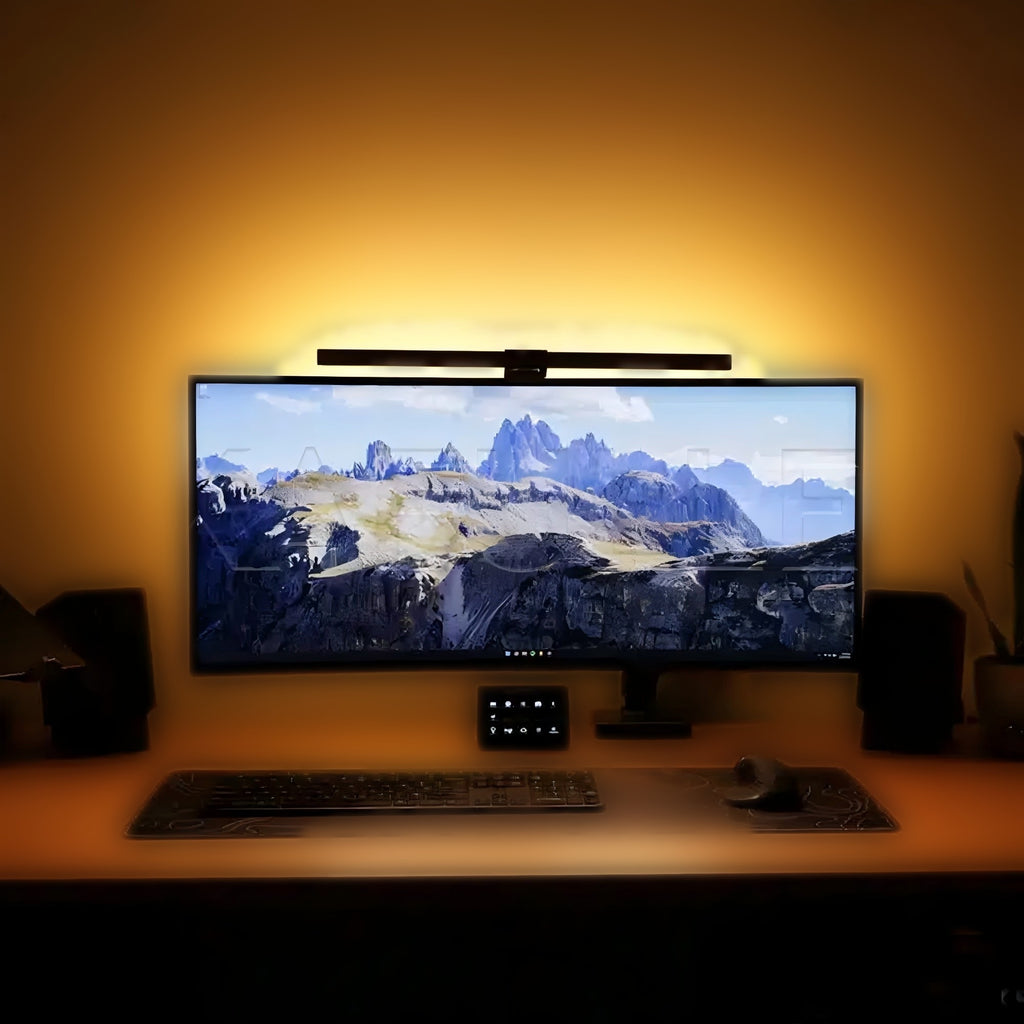 nextronix Monitor-Lampe C105 – Bildschirmleuchte mit Touch-Steuerung, dimmbar & Anti-Blaulicht (2700–6500 K, USB)