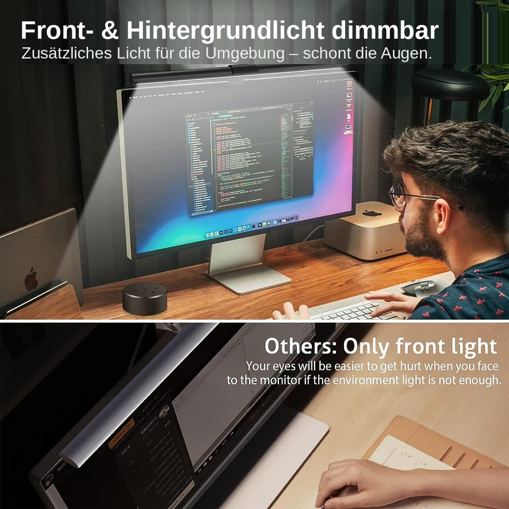 nextronix Monitor-Lampe C105 – Bildschirmleuchte mit Touch-Steuerung, dimmbar & Anti-Blaulicht (2700–6500 K, USB)
