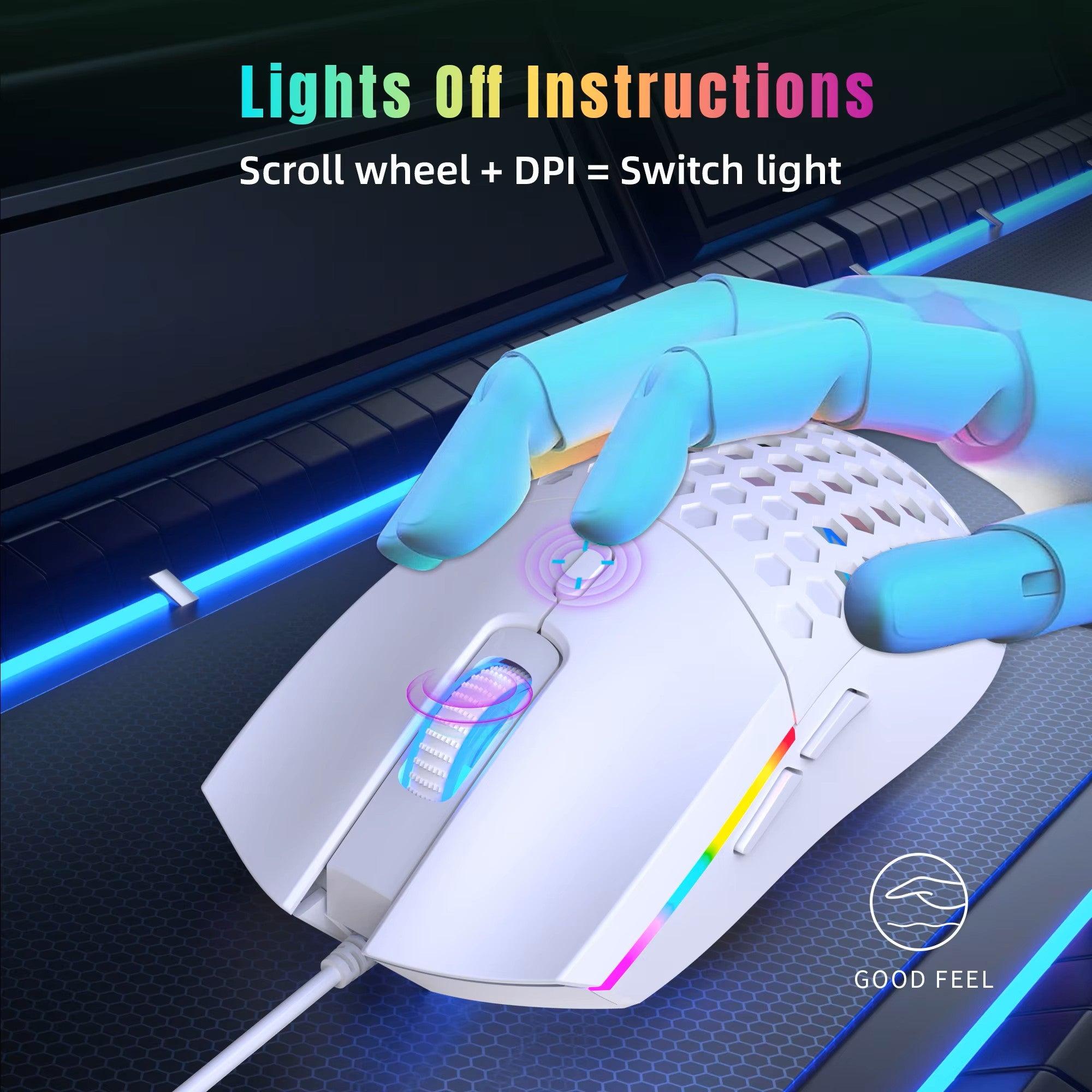 Gaming Maus S500 Optische Gaming-Maus für Rechtshänder, 6400 DPI