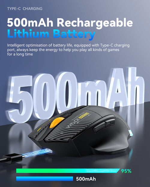 W601 Ergonomische 2,4G Tri-Mode Wireless BT wiederaufladbare Silent Mouse 12800 DPI 7-Tasten-Programmier-Gaming-Maus für PC/Desktop