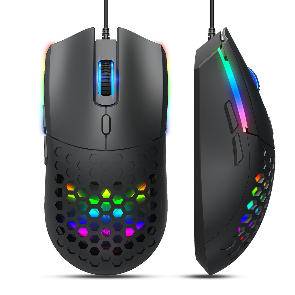 Gaming Maus S500 Optische Gaming-Maus für Rechtshänder, 6400 DPI (Schwarz) | Honeycomb Design, Leichte ergonomische Gaming-Maus