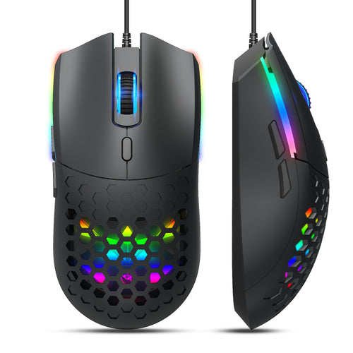Gaming Maus S500 Optische Gaming-Maus für Rechtshänder, 6400 DPI (Schwarz) | Honeycomb Design, Leichte ergonomische Gaming-Maus