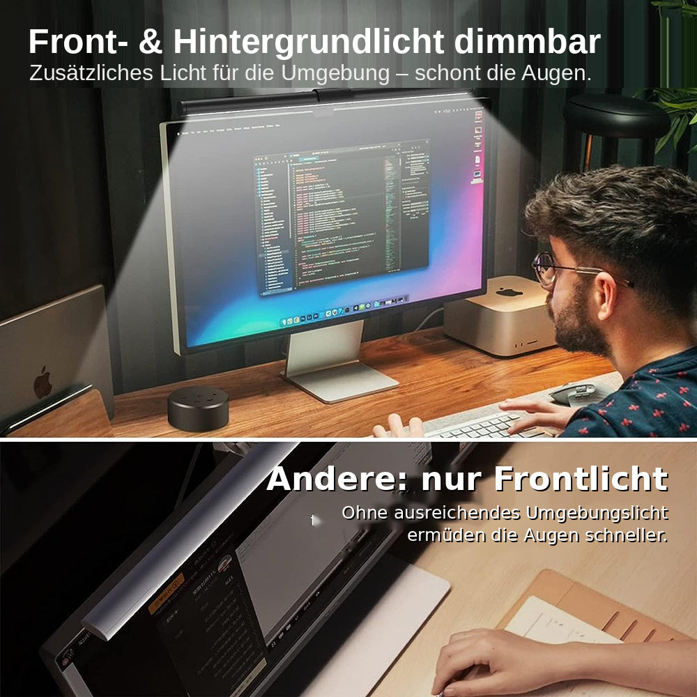 nextronix Monitor-Lampe C105 – Bildschirmleuchte mit Touch-Steuerung, dimmbar & Anti-Blaulicht (2700–6500 K, USB)